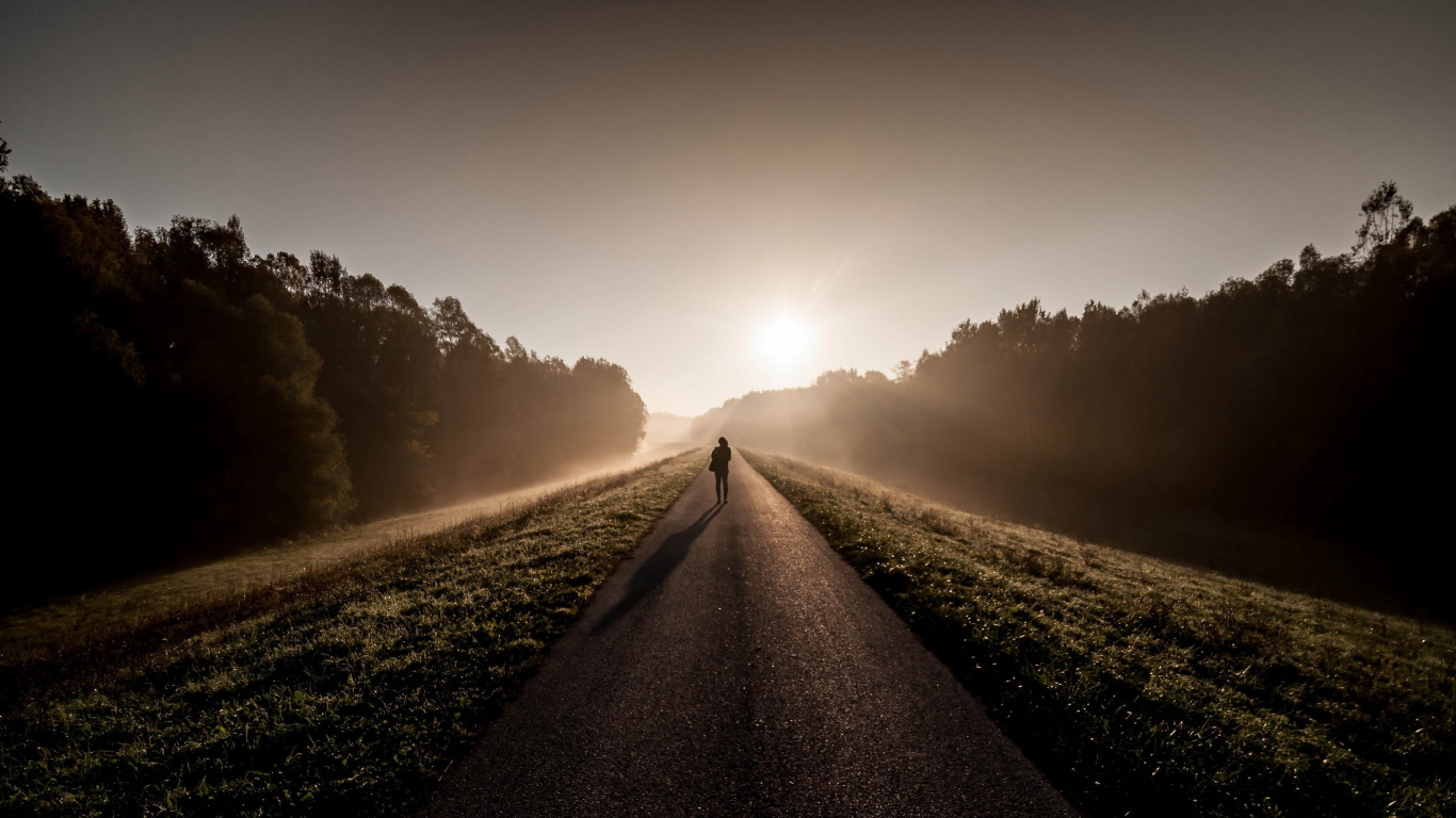 Nature, Natural Landscape, Road, Morning, Light. Wallpaper in 1366x768 Resolution