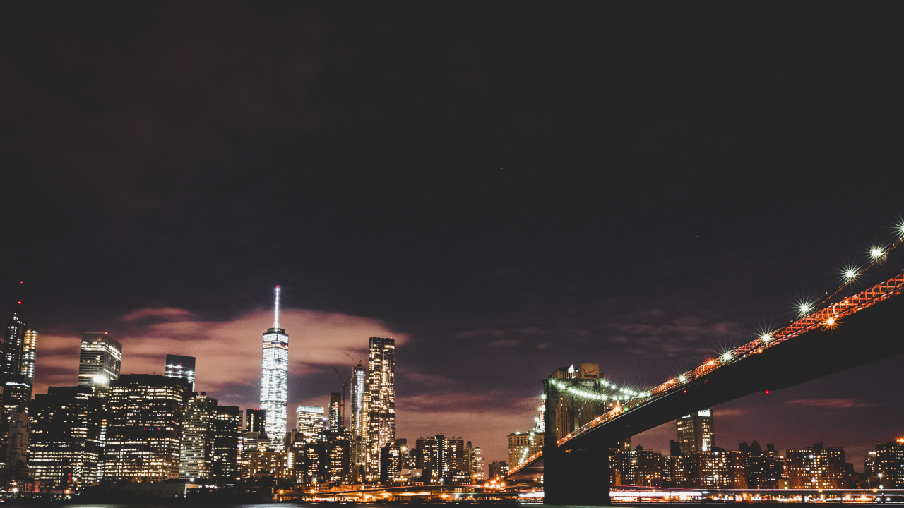 City Skyline During Night Time. Wallpaper in 1280x720 Resolution