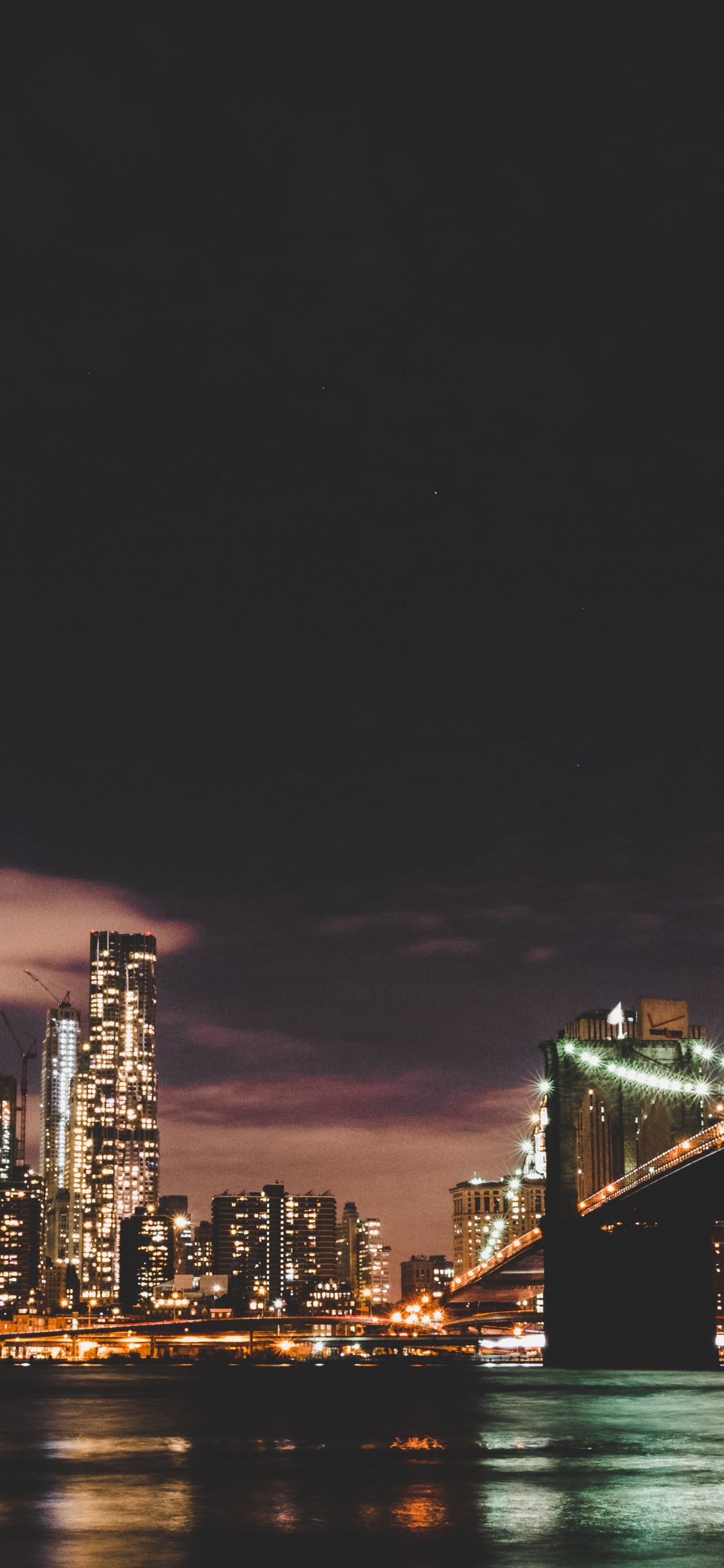 Skyline Der Stadt Bei Nacht Night. Wallpaper in 1125x2436 Resolution