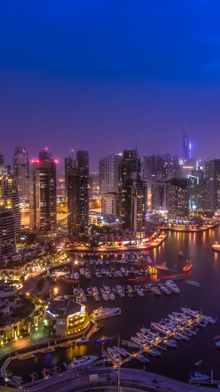 Skyline Der Stadt Bei Nacht Night. Wallpaper in 750x1334 Resolution