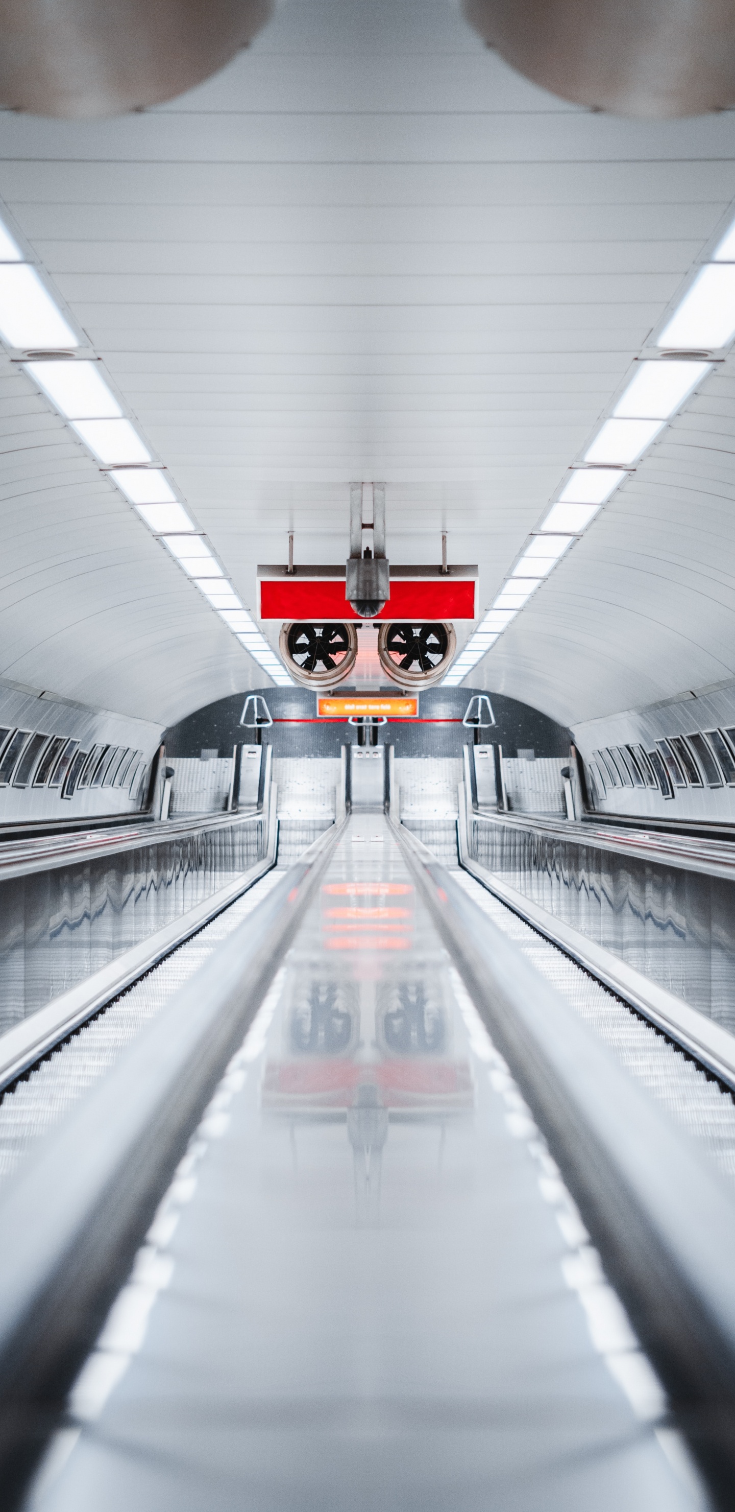 Train Rouge et Blanc Dans le Tunnel. Wallpaper in 1440x2960 Resolution