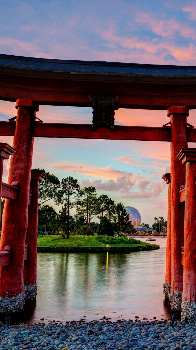Brown Wooden Arch on Lake During Daytime. Wallpaper in 750x1334 Resolution