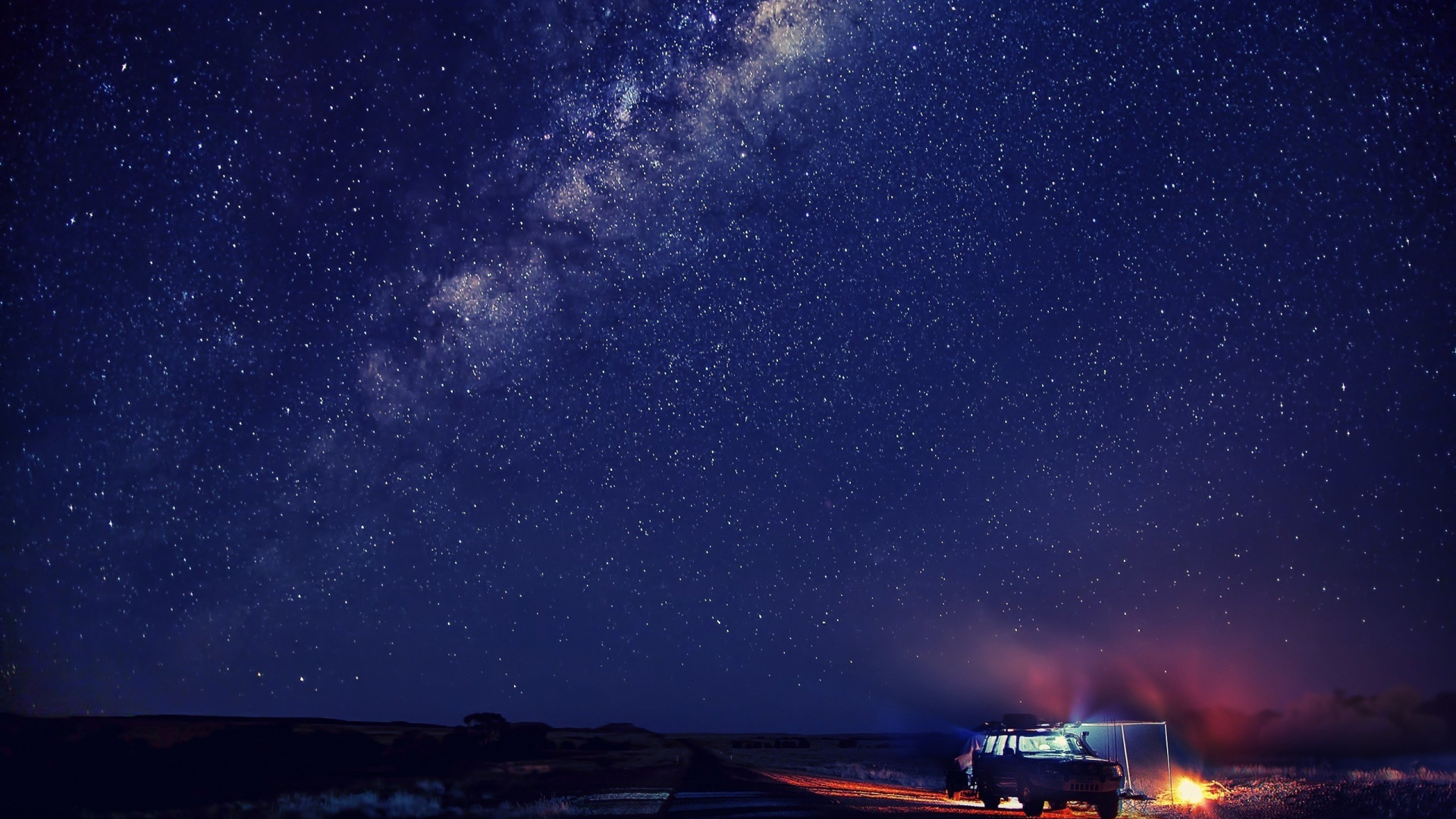 银河系, 明星, 夜晚的天空, 气氛, 地平线 壁纸 1920x1080 允许