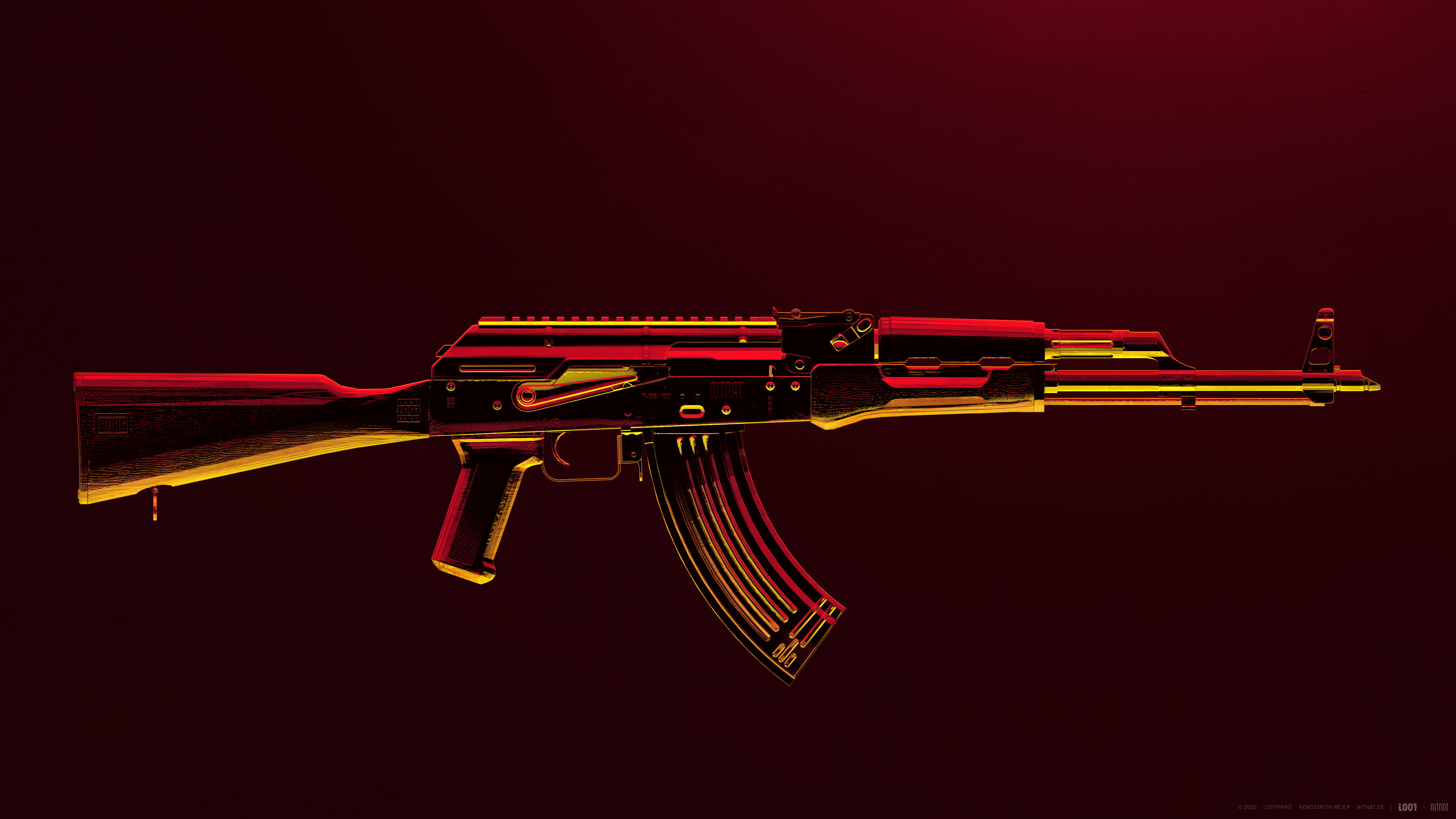 Ak47, PUBG, PLAYERUNKNOWN'S BATTLEGROUNDS, Pistolet, Red. Wallpaper in 3840x2160 Resolution