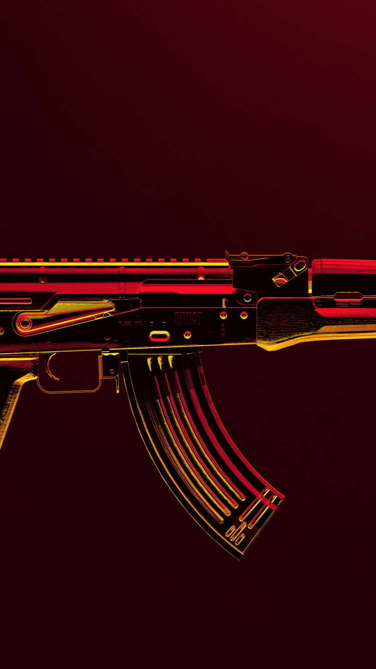 Ak47, PUBG, PLAYERUNKNOWN'S BATTLEGROUNDS, Pistolet, Red. Wallpaper in 750x1334 Resolution
