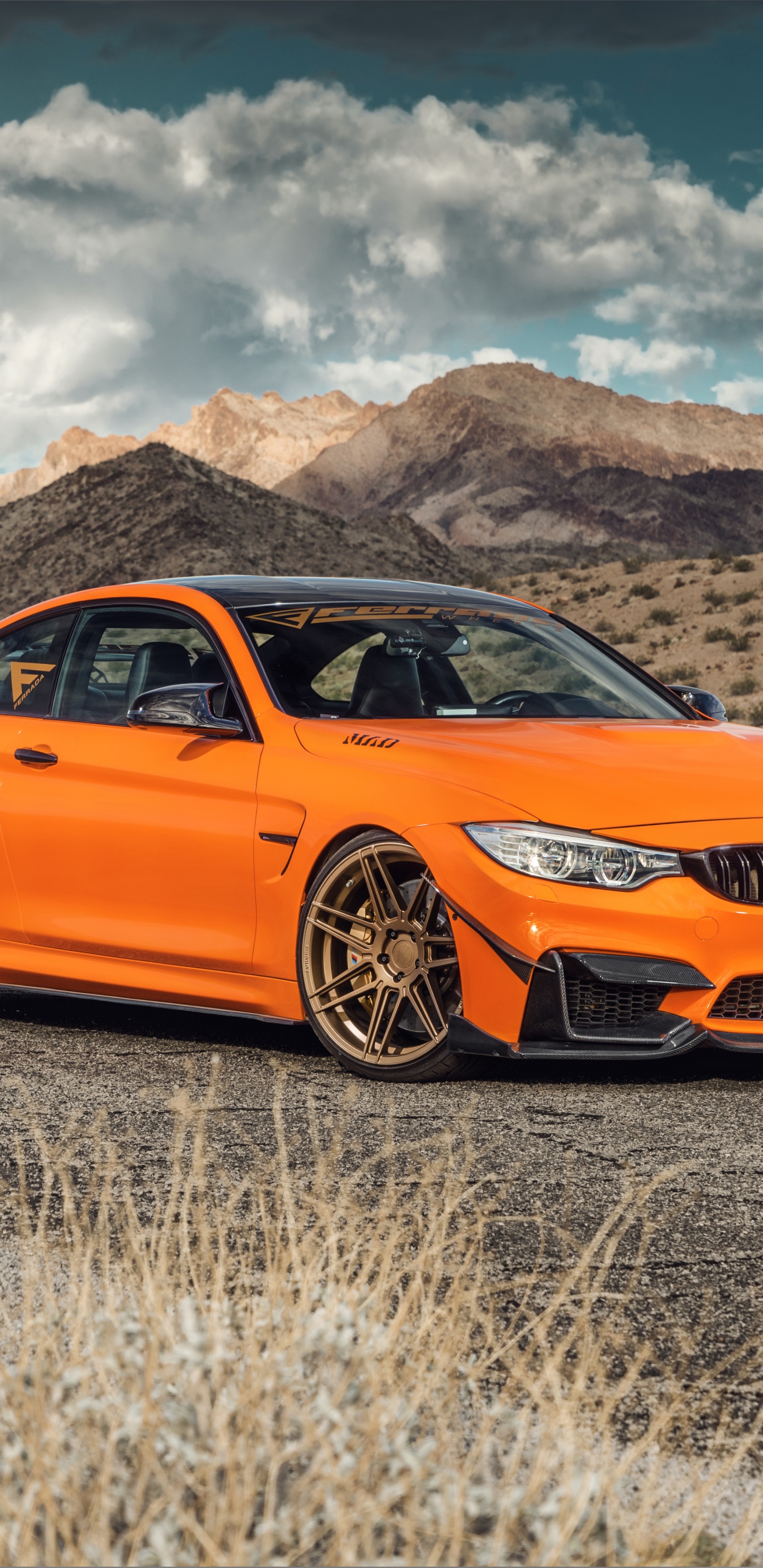 Orange Audi a 4 Auf Braunem Feld Tagsüber. Wallpaper in 1440x2960 Resolution