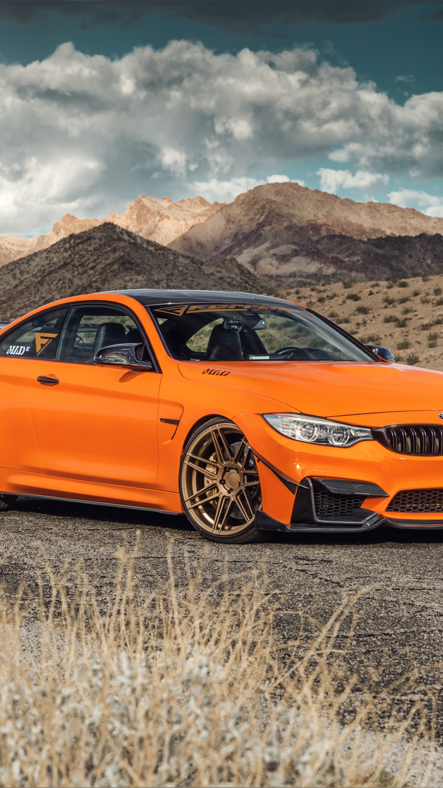 Audi a 4 Naranja en Campo Marrón Durante el Día. Wallpaper in 1440x2560 Resolution