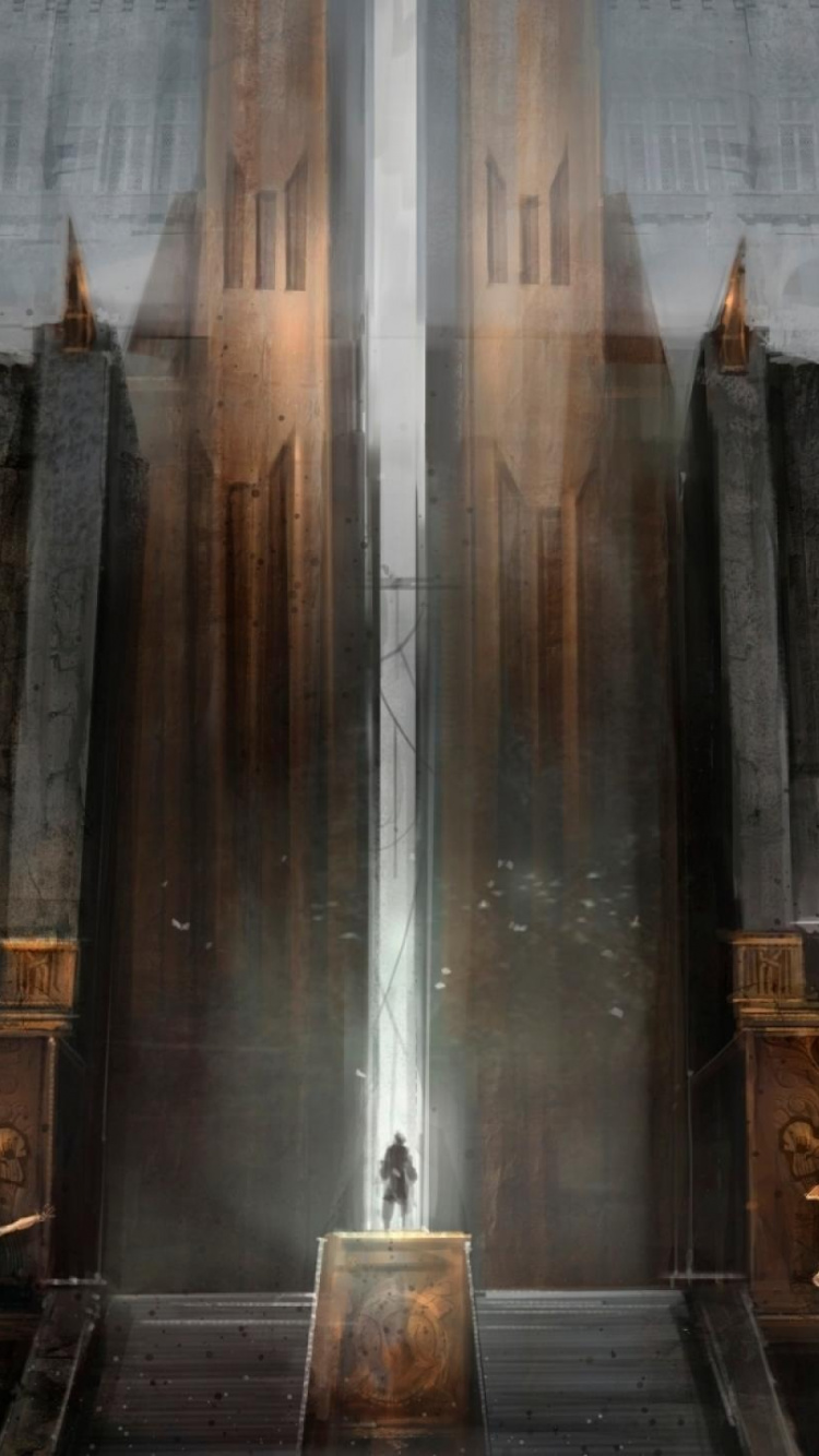 Graues Betongebäude Mit Kreuz. Wallpaper in 750x1334 Resolution