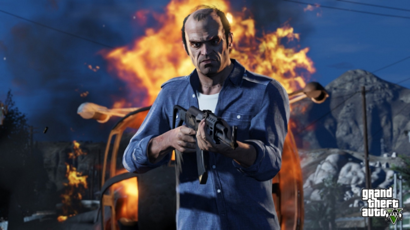 Grand Theft Auto v, Trevor Philips, Grand Theft Auto San Andreas, Rockstar Games, Pc-Spiel. Wallpaper in 1366x768 Resolution