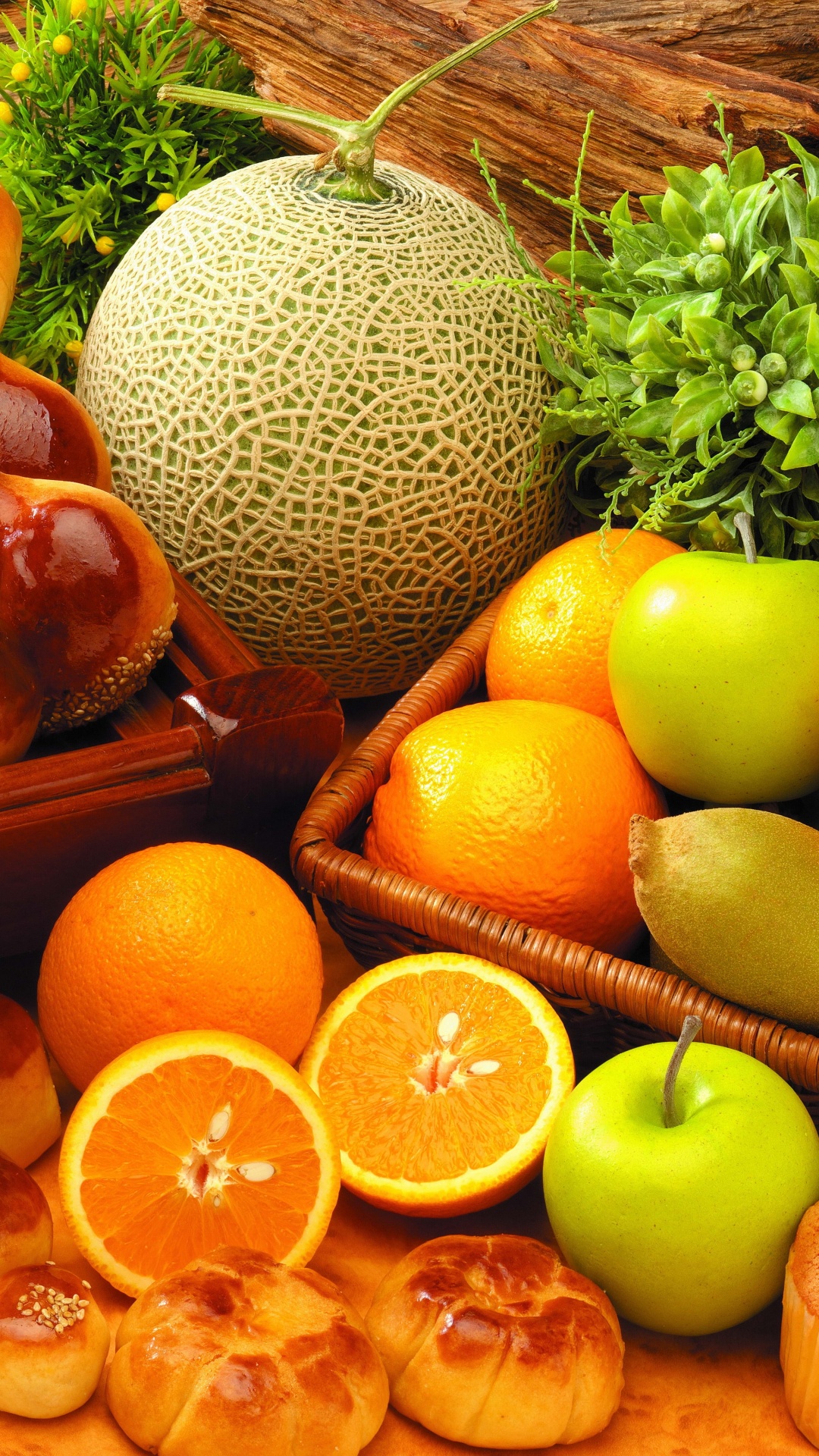 Frutas Naranjas en Bandeja de Madera Marrón. Wallpaper in 1080x1920 Resolution