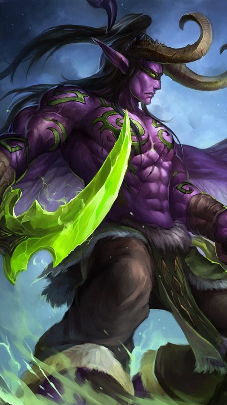 Man in Green and Black Suit With Green and Purple Dragon on His Head Illustration. Wallpaper in 750x1334 Resolution