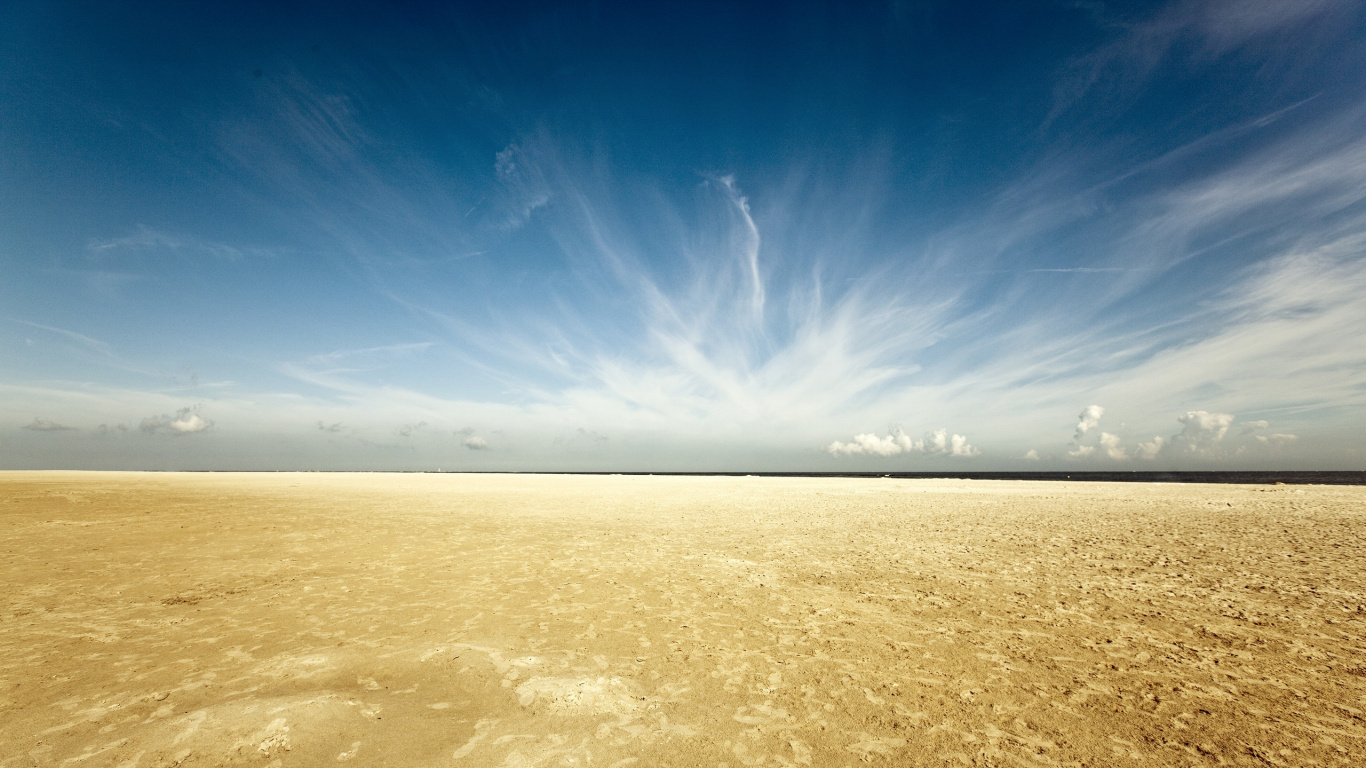 Brown Sand Under Blue Sky During Daytime. Wallpaper in 1366x768 Resolution