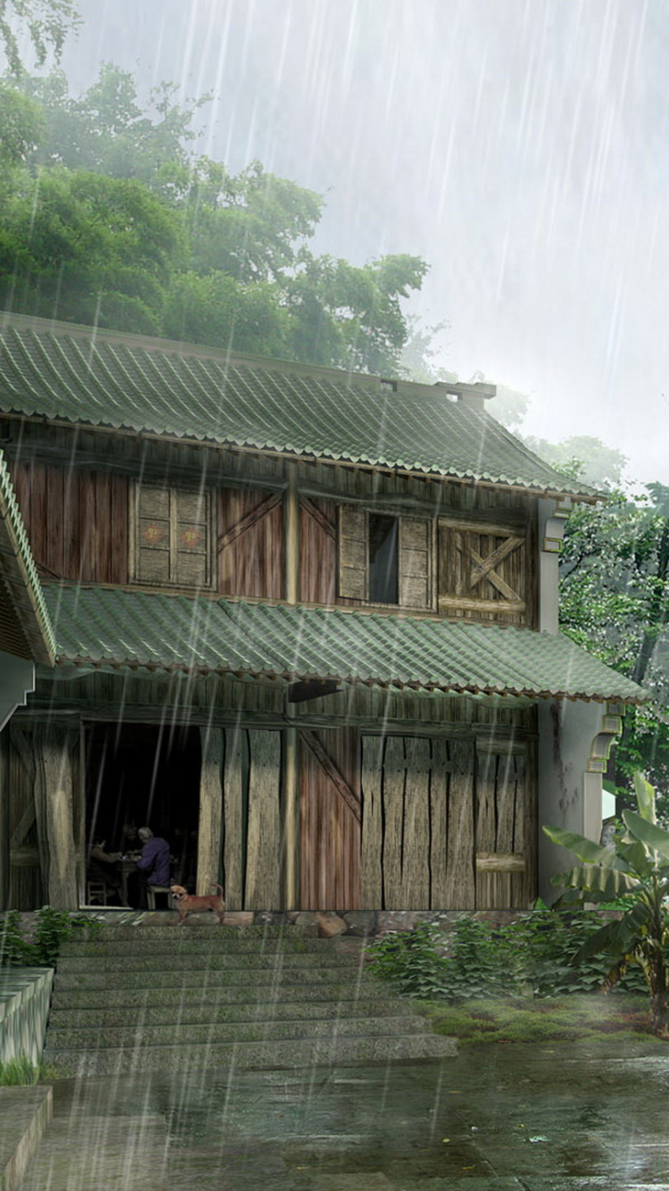 Brown Wooden House Near Green Trees During Daytime. Wallpaper in 750x1334 Resolution