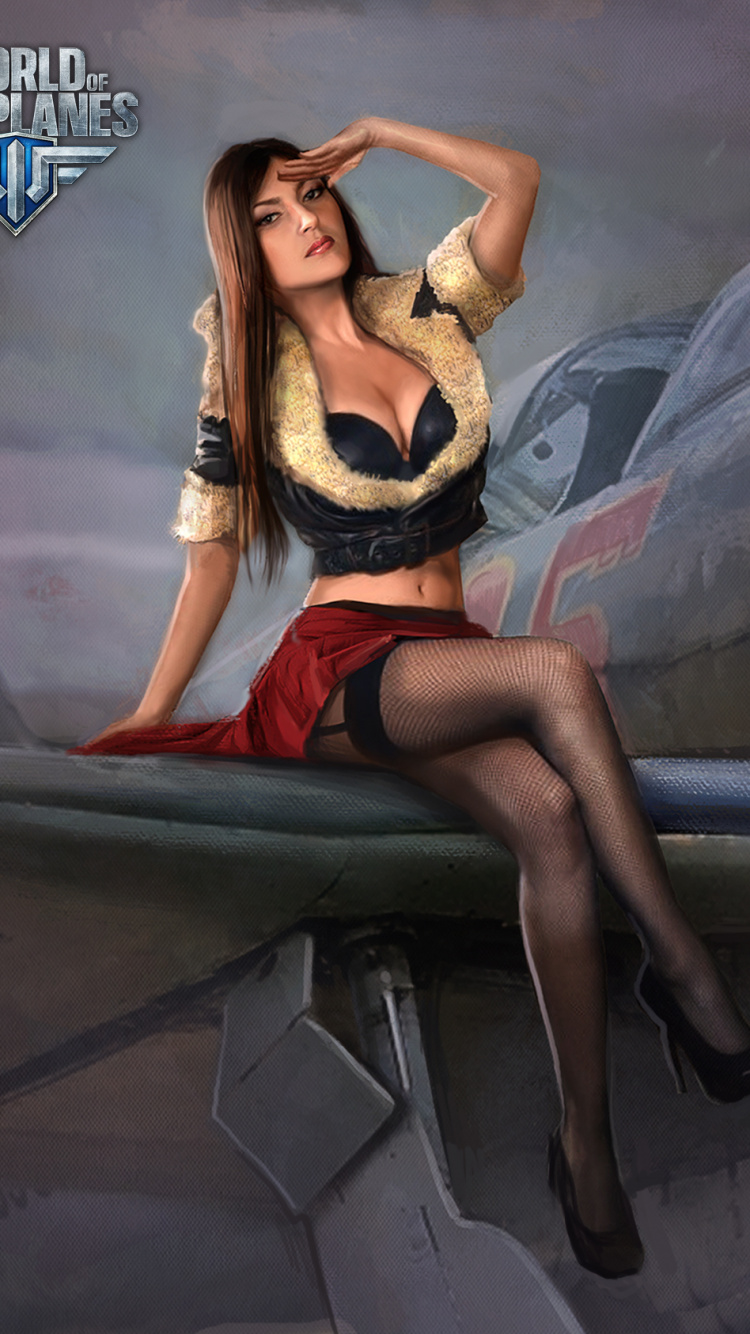 Femme en Bikini Noir Debout à Côté D'un Avion à Réaction Gris. Wallpaper in 750x1334 Resolution