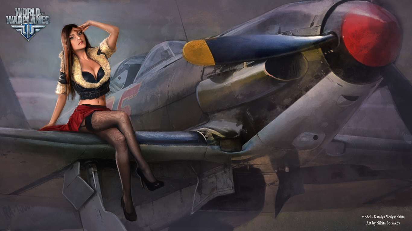 Woman in Black Bikini Standing Beside Gray Jet Plane. Wallpaper in 1366x768 Resolution
