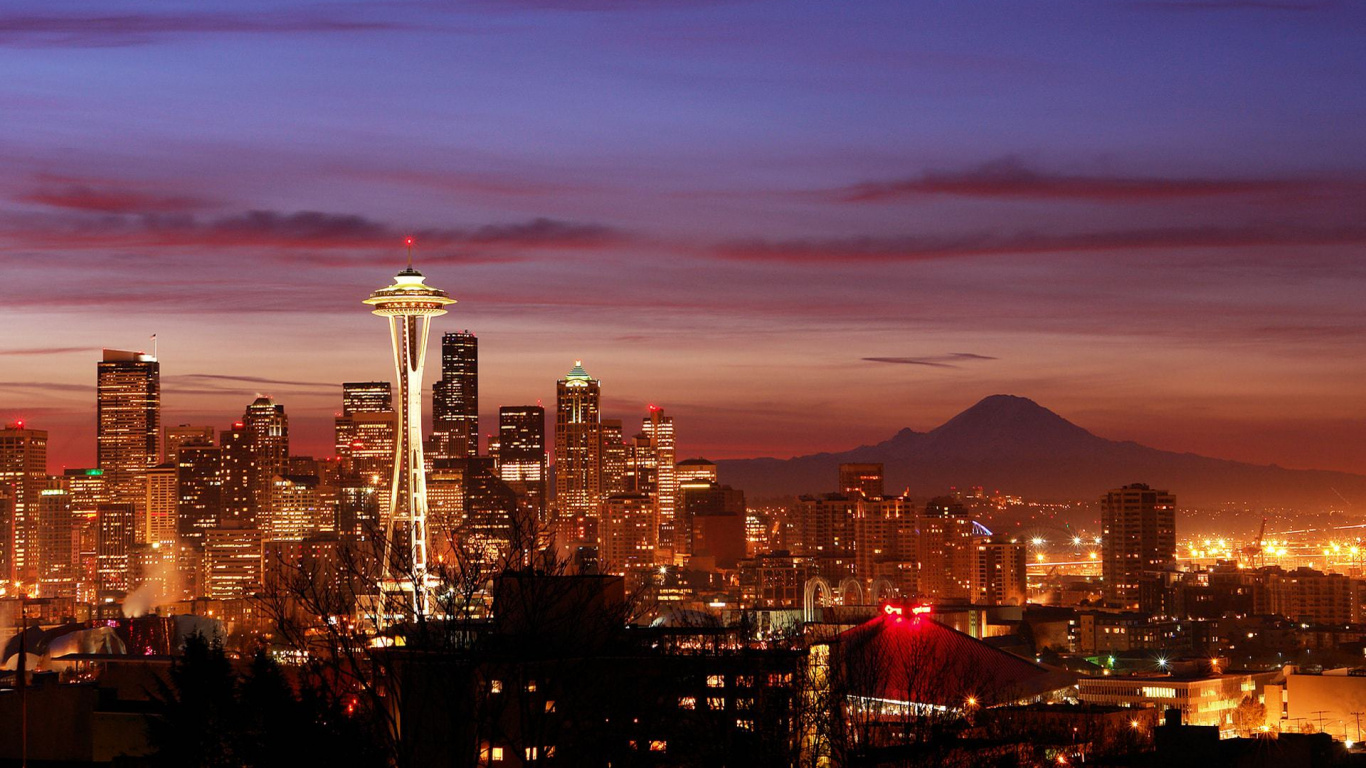 Skyline Der Stadt Bei Nacht Night. Wallpaper in 1366x768 Resolution