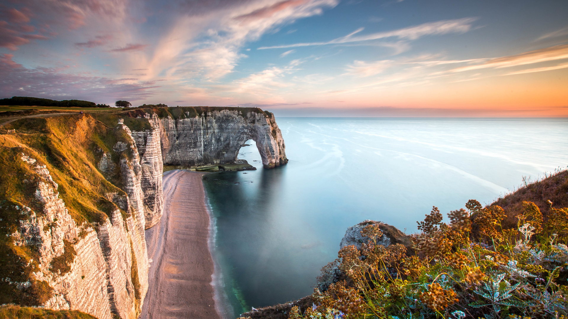 Cliff and Natural Arch, Tretat, Body of Water, Natural Landscape, Coast. Wallpaper in 1920x1080 Resolution