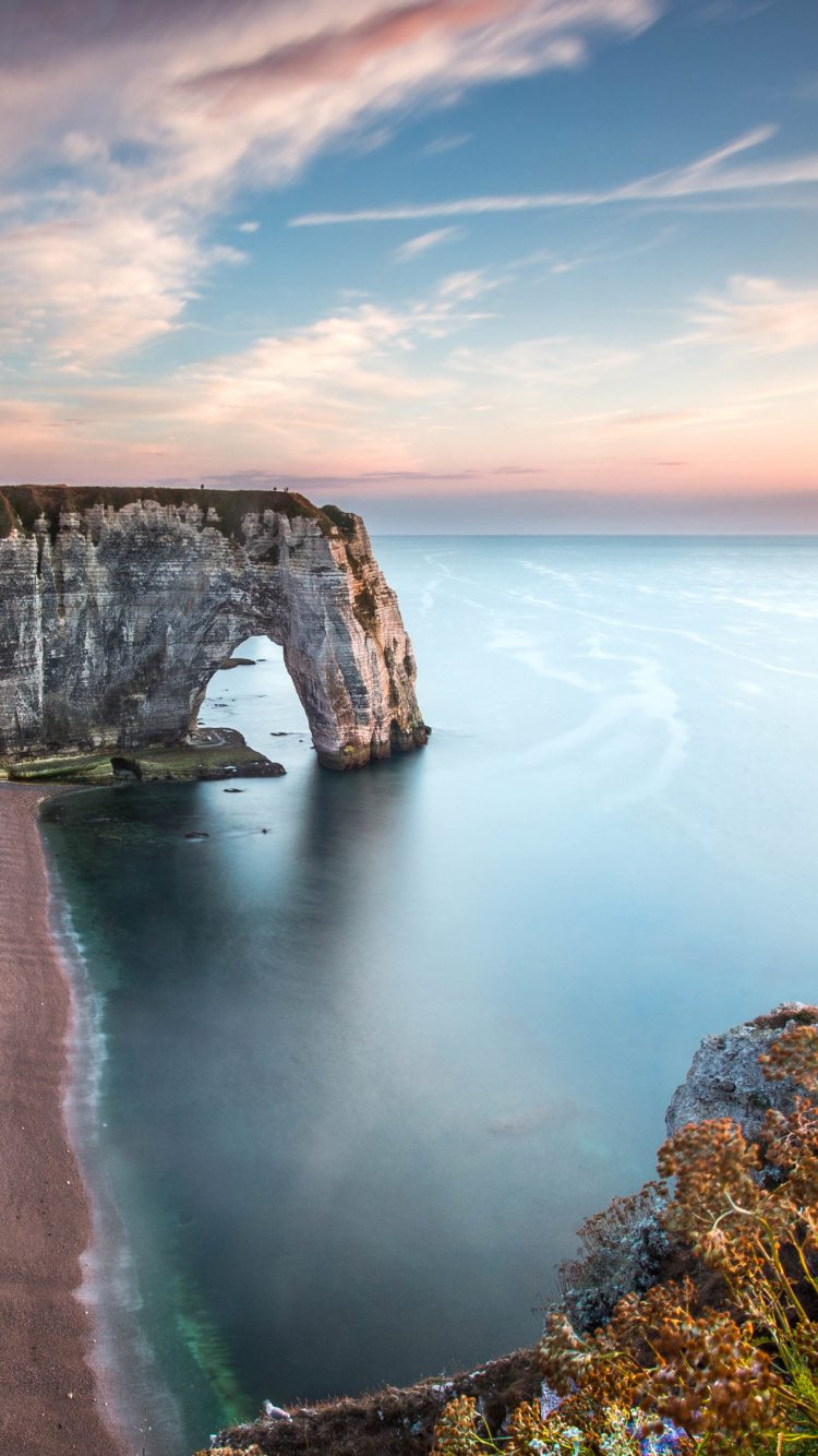 Cliff and Natural Arch, Tretat, Body of Water, Natural Landscape, Coast. Wallpaper in 750x1334 Resolution