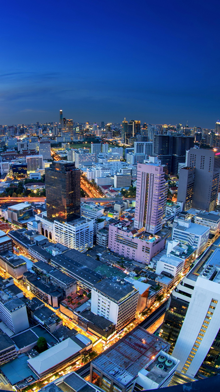 Skyline Der Stadt Bei Nacht Night. Wallpaper in 750x1334 Resolution