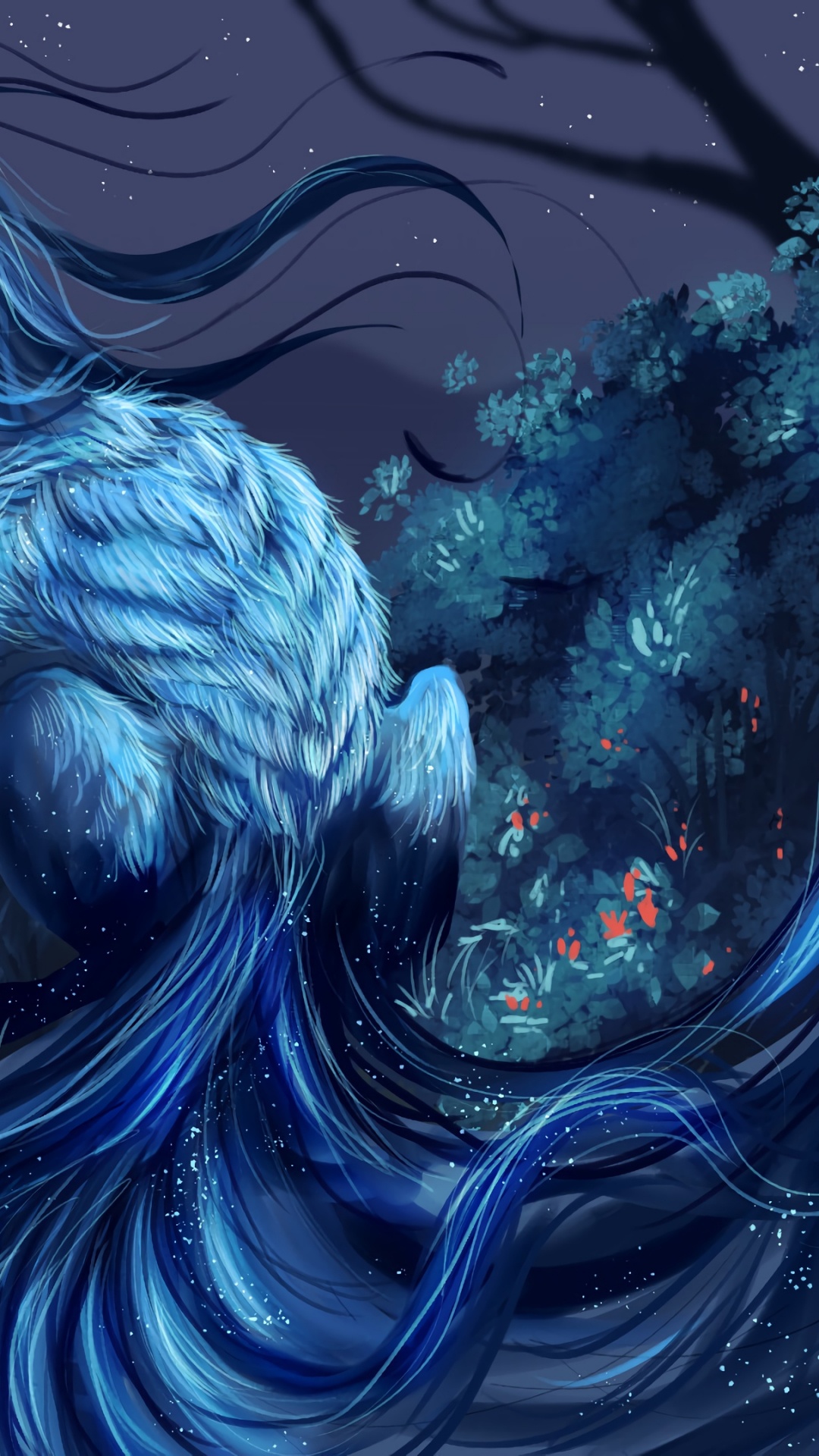 Peinture Abstraite Bleue et Blanche. Wallpaper in 1080x1920 Resolution