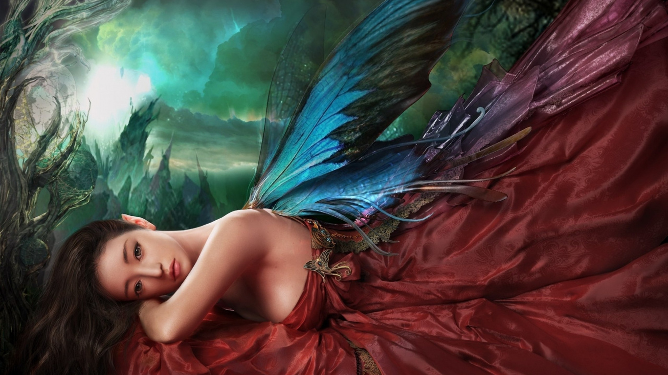 童话, 艺术, 羽毛, 翼, 神秘的生物 壁纸 1366x768 允许