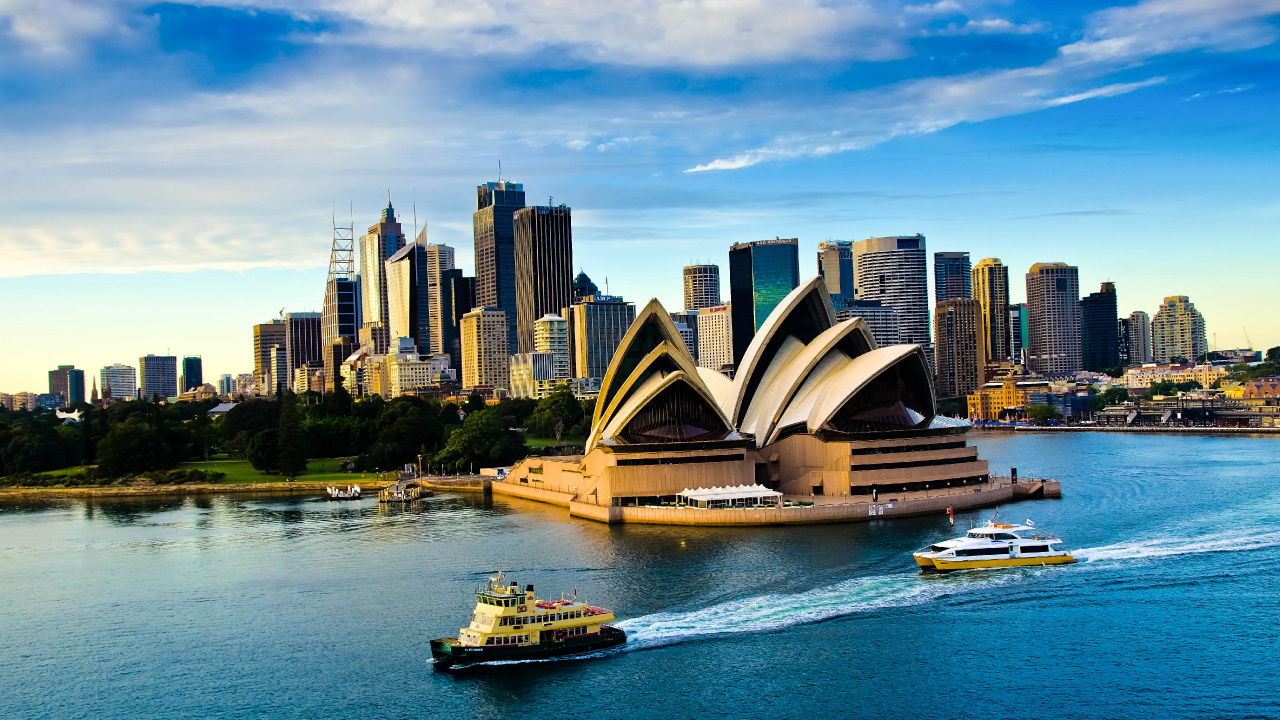 悉尼歌剧院, 歌剧院, 水运, 城市景观, 城市 壁纸 1280x720 允许
