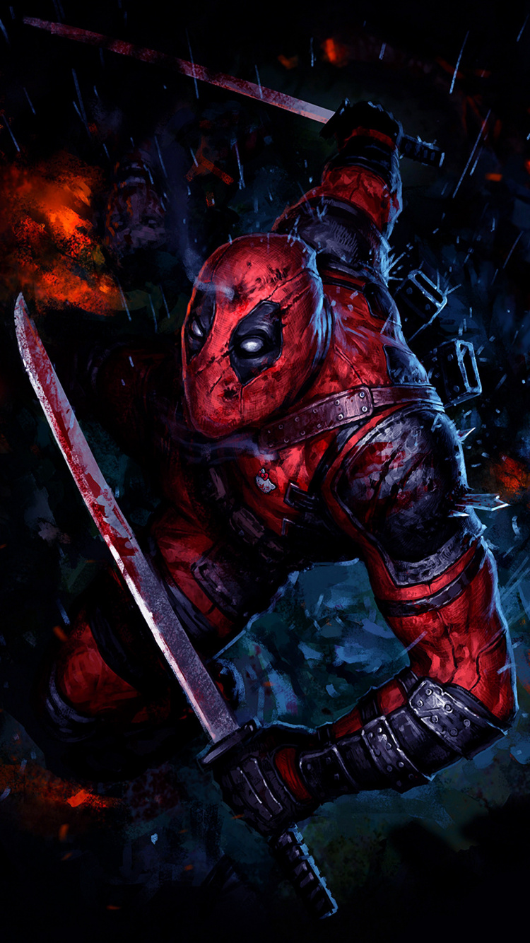Wade Wilson, Kunst, Malerei, Übernatürliche Kreatur, Carmine. Wallpaper in 750x1334 Resolution