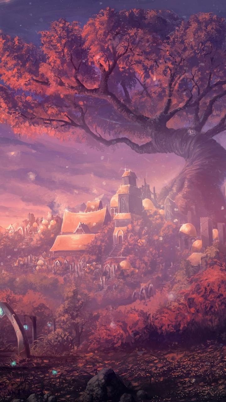 Gente Caminando Por un Camino de Tierra Cerca de Los Árboles Durante la Noche. Wallpaper in 720x1280 Resolution