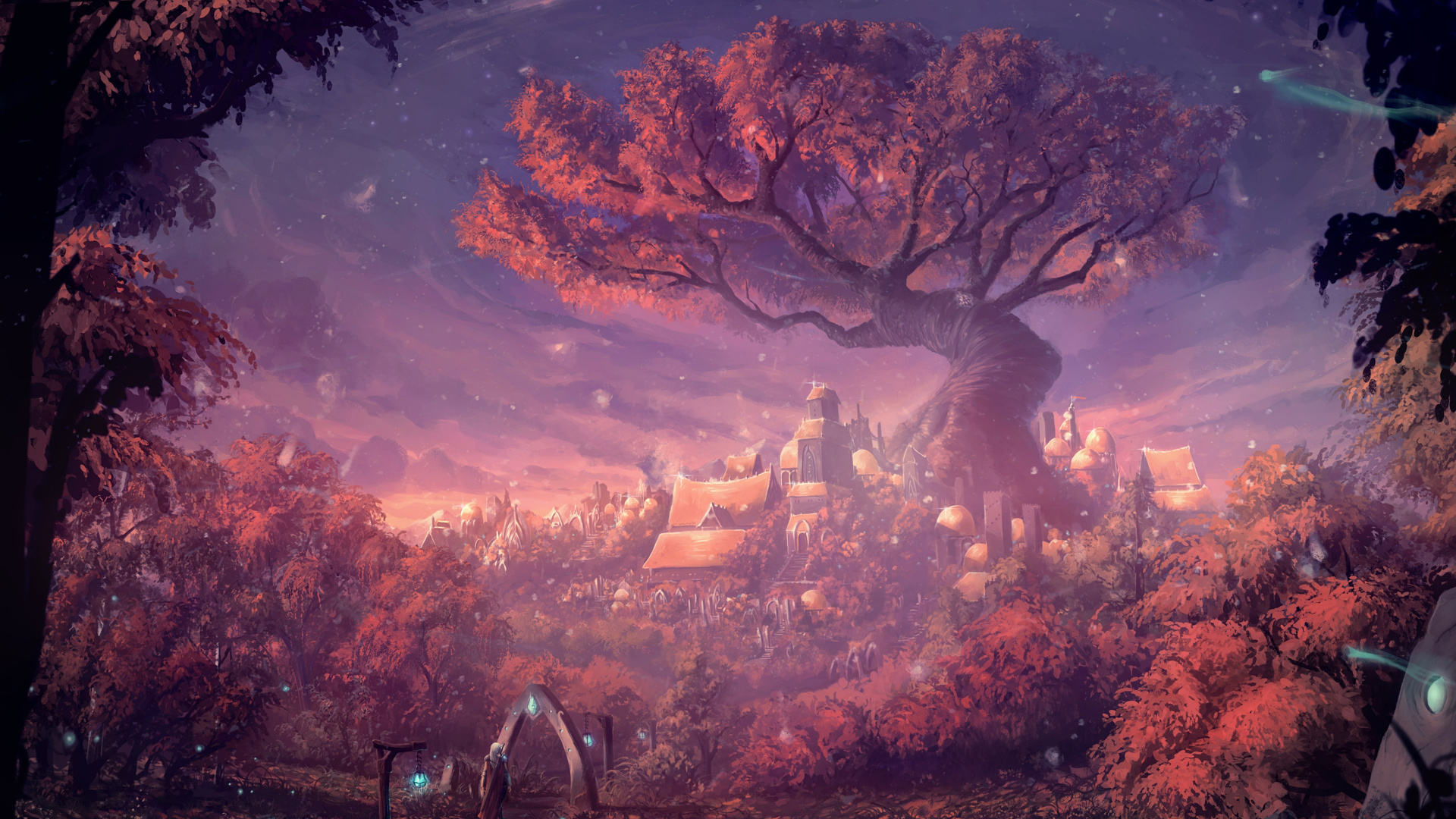 Personnes Marchant Sur un Chemin de Terre Près Des Arbres Pendant la Nuit. Wallpaper in 1920x1080 Resolution