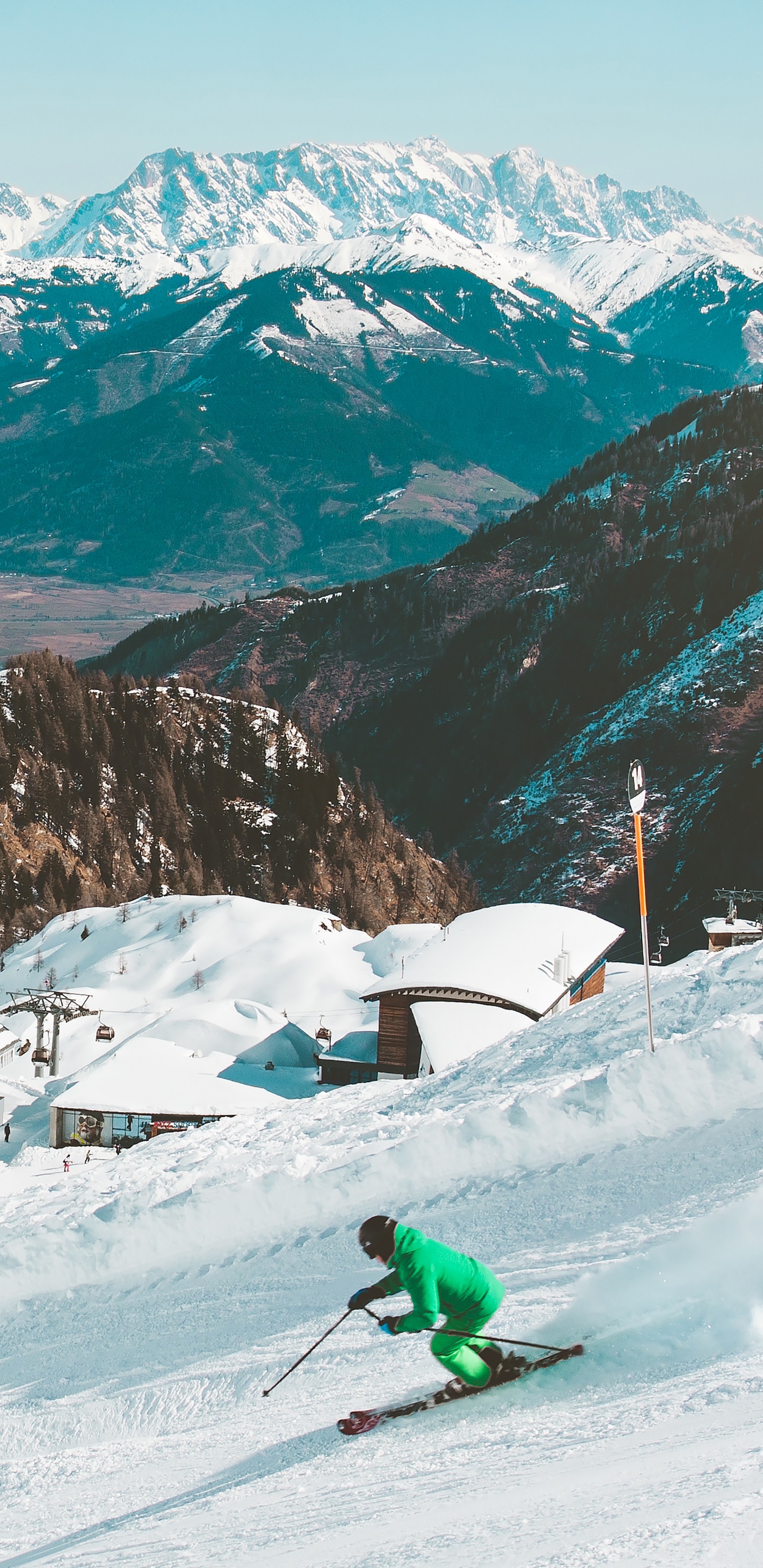 Skigebiet, Skifahren, Resort, Schnee, Bergigen Landschaftsformen. Wallpaper in 1440x2960 Resolution