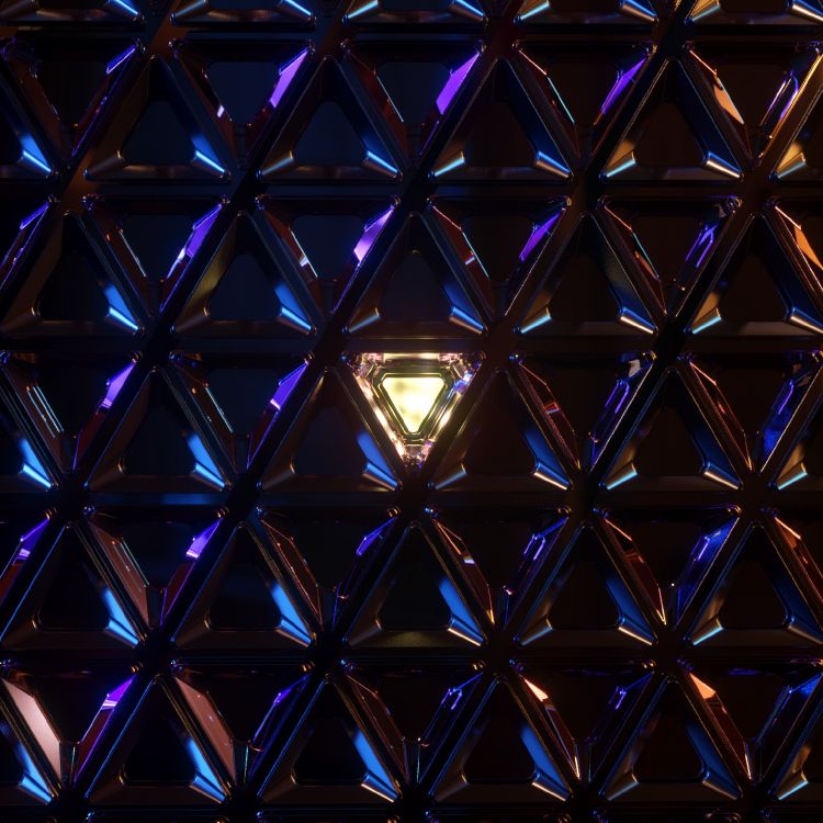 三角形, 对称, 钴蓝色的, 光, 紫色的 壁纸 2304x2304 允许