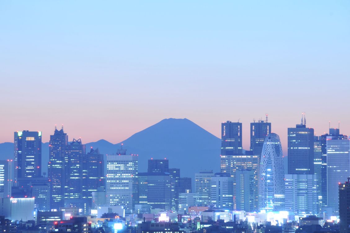 新宿, 富士山, 城市景观, 城市, 大都会 壁纸 4288x2848 允许