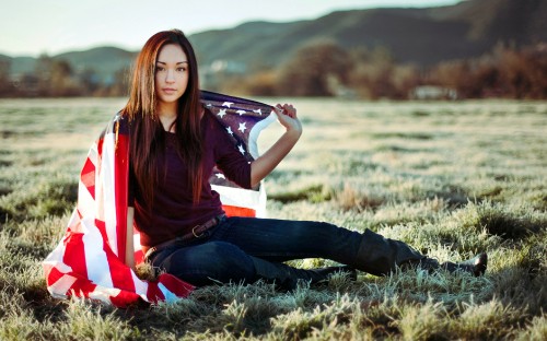 Image beauty, grass, sitting, long hair, woman