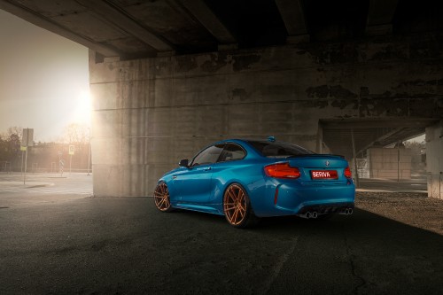 Image blue bmw m 3 coupe parked in tunnel