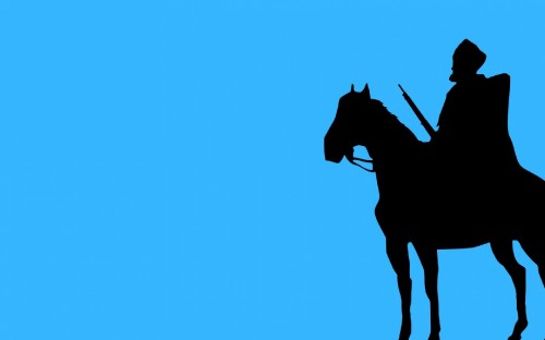 Image black horse on blue sky during daytime