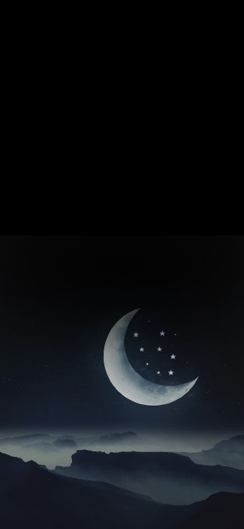 Media Luna, Luna, Eclipse Lunar, Jerete, Entorno Natural. Wallpaper in 1080x2340 Resolution