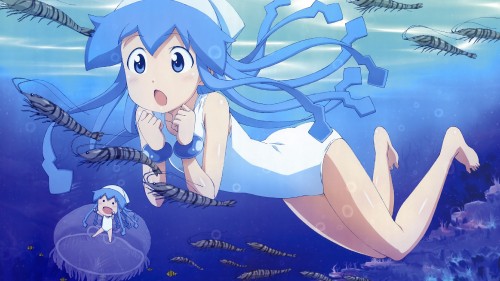 Image blue haired girl anime character