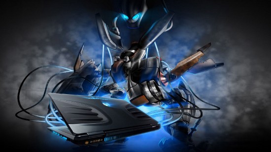 Image black and gray laptop computer