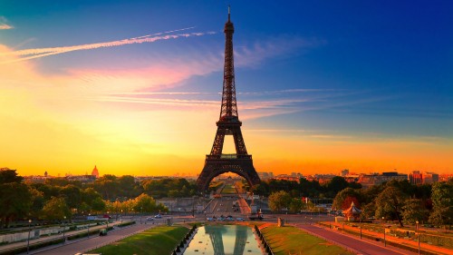 Image eiffel tower under blue sky during sunset