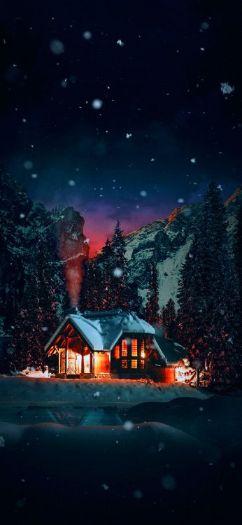 Android, Ios, Ambiente, Ventana, Nieve. Wallpaper in 1200x2600 Resolution