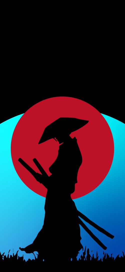 Image samurai, samurai phone, graphics, carmine, silhouette