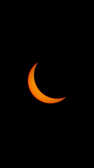 Image orange and black crescent moon illustration