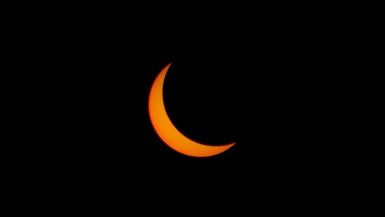 Image orange and black crescent moon illustration