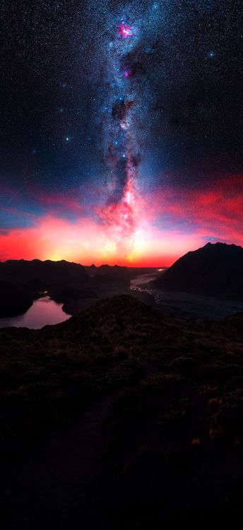 Afterglow, Volcan, Atmosphère, Eau, Nature. Wallpaper in 1500x3261 Resolution