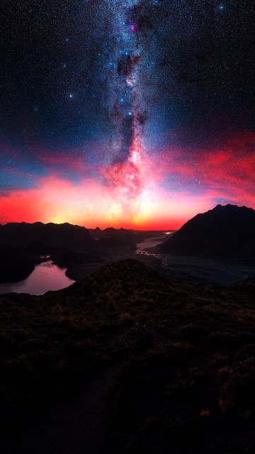 Image afterglow, volcano, mountain, atmosphere, cloud