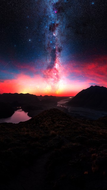 Image afterglow, volcano, mountain, atmosphere, cloud