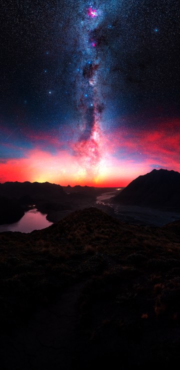 Image afterglow, volcano, mountain, atmosphere, cloud