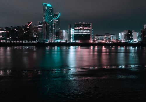 Image city skyline during night time