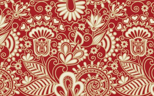 Image red and white floral textile