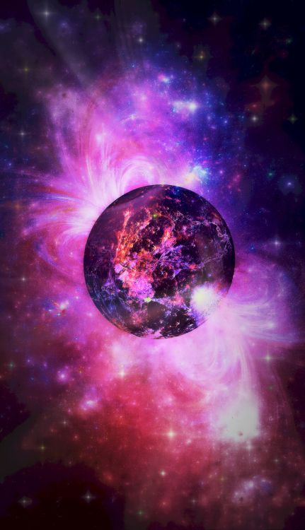 Ilustración de Planeta Púrpura y Azul. Wallpaper in 2302x4000 Resolution